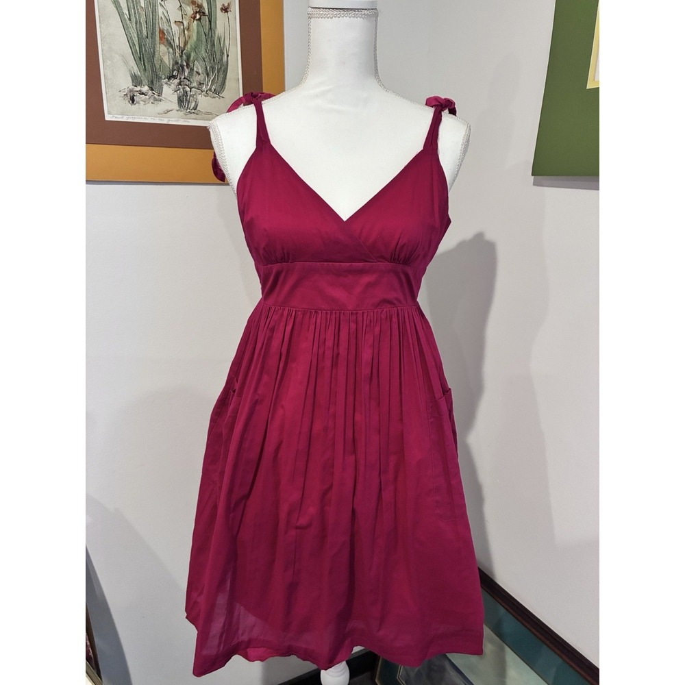 American Eagle Dress Womens 4 Dark Pink Tie Strap Empire Waist Pockets